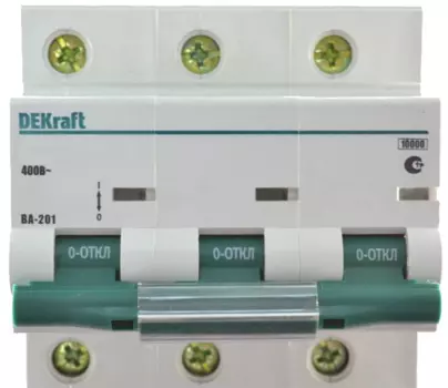 Выключатель автоматический DeKraft ВА-201 трехполюсный (3P/3П) 80А C 10кА (13008DEK)