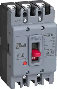 Выключатель автоматический DeKraft ВА-302 трехполюсный (3P/3П) 16А 25кА (22741DEK)