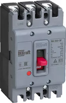 Выключатель автоматический DeKraft ВА-303 трехполюсный (3P/3П) 250А 35 кА (22756DEK)