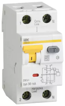 Выключатель автоматический дифференциального тока IEK АВДТ32, 1P+N, C, 16А, A/30мА, электронный (MAD22-5-016-C-30)
