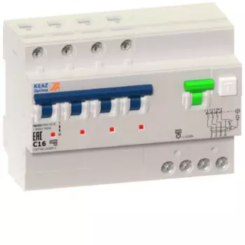 Выключатель автоматический дифференциального тока КЭАЗ - VD63 , 4P, C, 25A, A/30мА, электромеханический, на DIN-рейку (103478)
