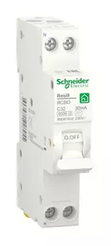 Выключатель автоматический дифференциального тока Schneider Electric Resi9 R9D87632, 1P+N, C, 32A, AC/30мА, электронный, на DIN-рейку (R9D87632)