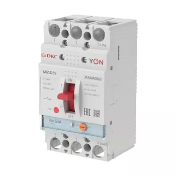Выключатель автоматический DKC MGS125 YON трехполюсный (3P/3П) 63А - 18кА (MGS125B-3TAMF0063)