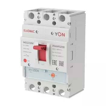 Выключатель автоматический DKC MGS250 YON трехполюсный (3P/3П) 200А - 36кА (MGS250N-3TAMF0200)