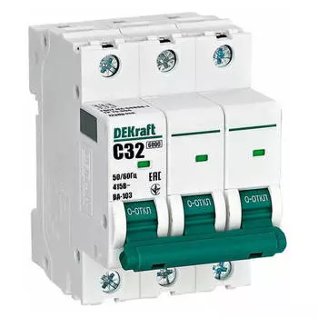 Выключатель автоматический DKC YON MD63-2C25-6 трехполюсный (3P/3П) 32А C 6кА (MD63-2C25-6)
