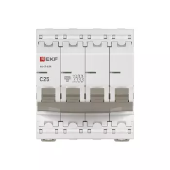 Выключатель автоматический EKF 47-63N PROxima четырехполюсный (4P/4П) 25А C 4,5 кА (M634425C)