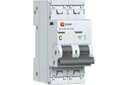 Выключатель автоматический EKF 47-63N PROxima двухполюсный (2P/2П) 32А C 6 kA (M636232C)