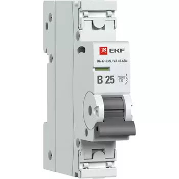 Выключатель автоматический EKF 47-63N PROxima однополюсный (1P/1П) 25А B 6 kA (M636125B)
