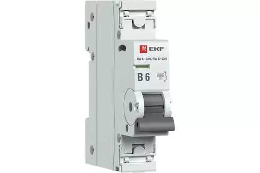 Выключатель автоматический EKF 47-63N PROxima однополюсный (1P/1П) 6А B 6 kA (M636106B)