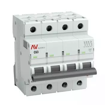 Выключатель автоматический EKF AV-6 4P 32А AVERES четырехполюсный (4P/4П) 32А C 6 kA (mcb6-4-32C-av)