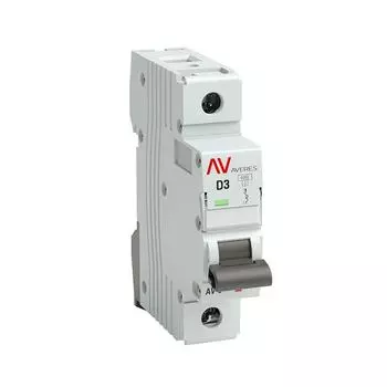 Выключатель автоматический EKF AV-6 AVERES однополюсный (1P/1П) 3A 6кА (mcb6-1-03D-av)