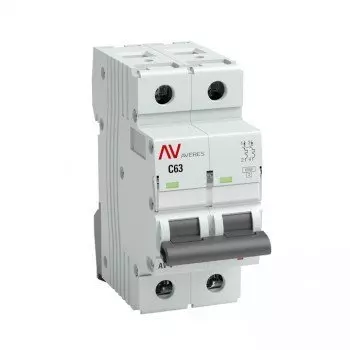 Выключатель автоматический EKF AV-6 двухполюсный (2P/2П) 63А C 6кА (mcb6-2-63C-av)