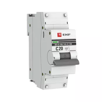 Выключатель автоматический EKF BA47-100 PROxima однополюсный (1P/1П) 20А C 10кА (mcb47100-1-20C-pro)