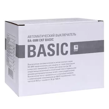 Выключатель автоматический EKF BA-99ML Basic трехполюсный (3P/3П) 63А A 18кА (mccb99-100-63mI)