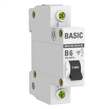 Выключатель автоматический EKF Basic однополюсный (1P/1П) 6A B 4,5 кА (mcb4729-1-06-B)