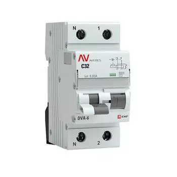 Выключатель автоматический EKF DVA-6 Averes 1P+N 32А 6 kA (rcbo6-1pn-32C-30-ac-av )