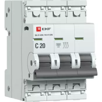 Выключатель автоматический EKF M636320C PROxima трехполюсный (3P/3П) 20А C 6 kA (M636320C)