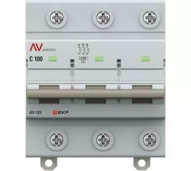 Выключатель автоматический EKF mcb125-3-100C-av AVERES трехполюсный (3P/3П) 100А C 10кА (mcb125-3-100C-av)