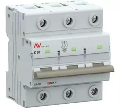 Выключатель автоматический EKF mcb125-3-80C-av AVERES трехполюсный (3P/3П) 80А C 10кА (mcb125-3-80C-av)