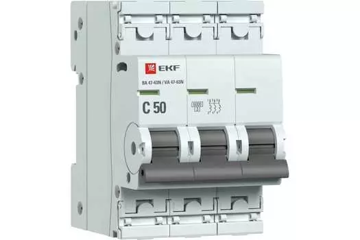 Выключатель автоматический EKF PROxima трехполюсный (3P/3П) 50А C 6 kA, под опломбировку (M636350C)