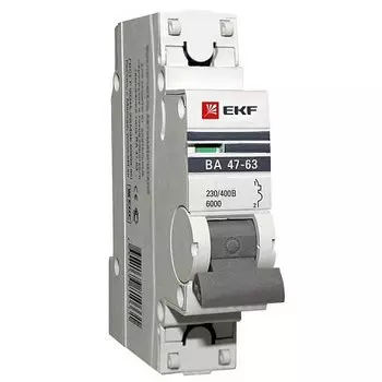 Выключатель автоматический EKF ВА47-63 однополюсный (1P/1П) 25А B 6 (mcb4763-6-1-25B-pro)