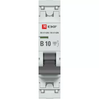 Выключатель автоматический EKF ВА 47-63N PROxima однополюсный (1P/1П) 10А B 6 kA (M636110B)