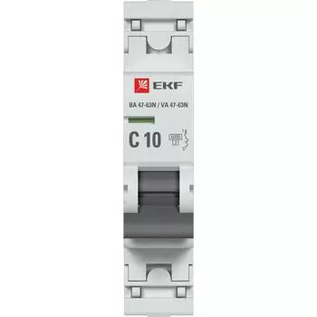 Выключатель автоматический EKF ВА 47-63N PROxima однополюсный (1P/1П) 10А C 6 kA (M636110C)
