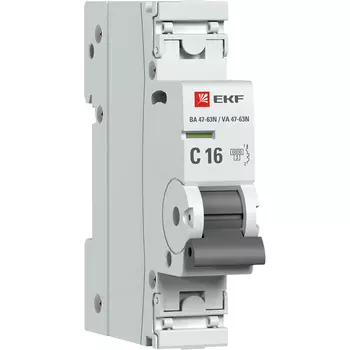 Выключатель автоматический EKF ВА 47-63N PROxima однополюсный (1P/1П) 16А C 6 kA (M636116C)