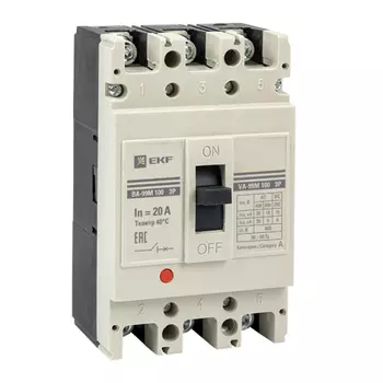 Выключатель автоматический EKF ВА-99М 100 PROxima трехполюсный (3P/3П) 20А 35kA (mccb99-100-20m)