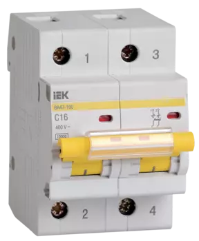 Выключатель автоматический IEK двухполюсный (2P/2П) 16А C 10кА (MVA40-2-016-C)