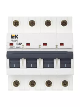 Выключатель автоматический IEK M06N Armat четырехполюсный (4P/4П) 32А C 6кА (AR-M06N-4-C032)