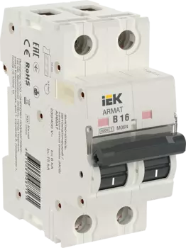 Выключатель автоматический IEK M06N Armat двухполюсный (2P/2П) 16А B 6кА (AR-M06N-2-B016)