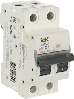 Выключатель автоматический IEK M06N Armat двухполюсный (2P/2П) 1А C 6кА (AR-M06N-2-C001)