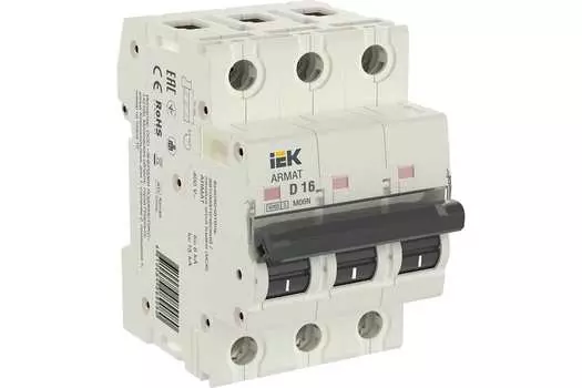 Выключатель автоматический IEK M06N Armat трехполюсный (3P/3П) 16А D - (AR-M06N-3-D016)
