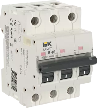 Выключатель автоматический IEK M06N Armat трехполюсный (3P/3П) 40А B 6 kA (AR-M06N-3-B040)