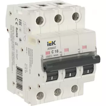 Выключатель автоматический IEK M06N трехполюсный (3P/3П) 16А C 6кА (AR-M06N-3-C016)