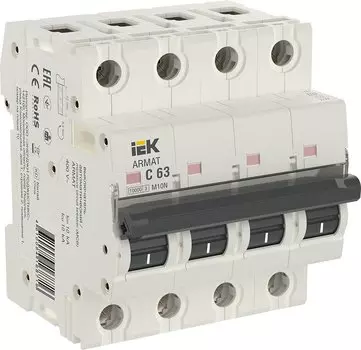 Выключатель автоматический IEK M10N Armat четырехполюсный (4P/4П) 63A C - (AR-M10N-4-C063)