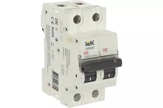 Выключатель автоматический IEK M10N Armat двухполюсный (2P/2П) 2А B 10кА (AR-M10N-2-B002)