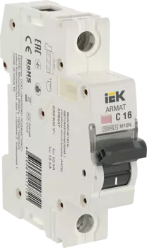 Выключатель автоматический IEK M10N Armat однополюсный (1P/1П) 16А C 10кА (AR-M10N-1-C016)