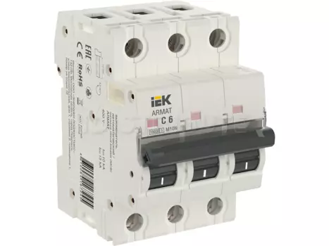 Выключатель автоматический IEK M10N Armat трехполюсный (3P/3П) 6A C - (AR-M10N-3-C006)