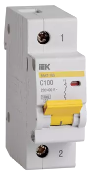 Выключатель автоматический IEK ВА47-100 однополюсный (1P/1П) 100А C 10кА (MVA40-1-100-C)