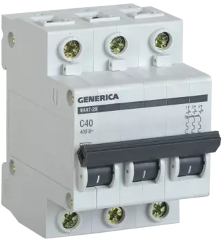 Выключатель автоматический IEK ВА47-29 GENERICA трехполюсный (3P/3П) 40А C 4.5кА (MVA25-3-040-C)