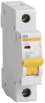 Выключатель автоматический IEK ВА47-29 однополюсный (1P/1П) 20А C 4.5кА (MVA20-1-020-C)