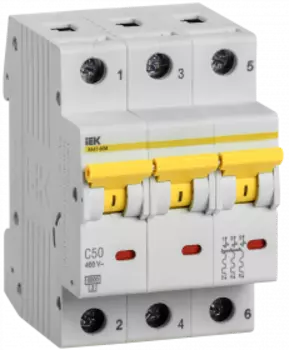 Выключатель автоматический IEK ВА47-60M трехполюсный (3P/3П) 50А C 6кА (MVA31-3-050-C)