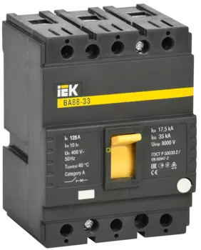 Выключатель автоматический IEK ВА88-35 трехполюсный (3P/3П) 125А 35kA (SVA30-3-0125)