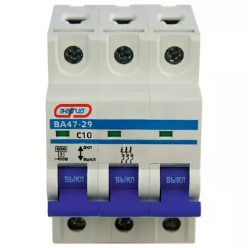 Выключатель автоматический ЭНЕРГИЯ ВА47-29 трехполюсный (3P/3П) 6А C 6 kA (Е0301-0096)