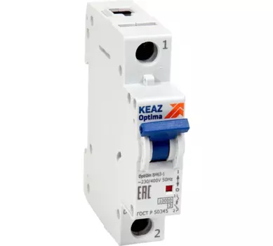 Выключатель автоматический КЭАЗ BM63-1B1-УХЛ3 OptiDin однополюсный (1P/1П) 1А B 6 kA (257917)