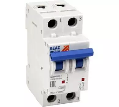 Выключатель автоматический КЭАЗ BM63-2B50-4.5-УХЛ3 OptiDin двухполюсный (2P/2П) 50А B 4,5 кА (329515)