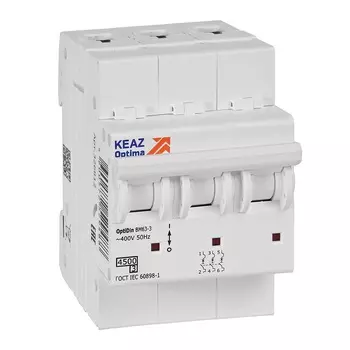 Выключатель автоматический КЭАЗ BM63-3C6-4.5-УХЛ3 OptiDin трехполюсный (3P/3П) 6А C 4.5кА (326810)