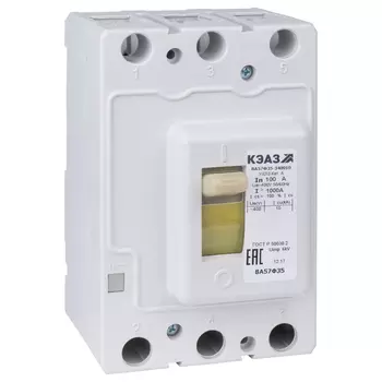 Выключатель автоматический КЭАЗ трехполюсный (3P/3П) 40А 10кА (ВА57Ф35-340010-40А-400-400АC-УХЛ3-КЭАЗ)